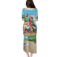 Personalized Hawaii Santa Parrot Christmas Family Matching Puletasi and Hawaiian Shirt Summer Vibe - Polynesian Pride