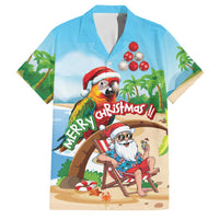 Personalized Hawaii Santa Parrot Christmas Family Matching Short Sleeve Bodycon Dress and Hawaiian Shirt Summer Vibe - Polynesian Pride