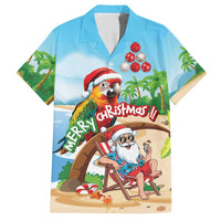 Personalized Hawaii Santa Parrot Christmas Hawaiian Shirt Summer Vibe LT01 Blue - Polynesian Pride