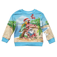 Personalized Hawaii Santa Parrot Christmas Kid Ugly Christmas Sweater Summer Vibe LT01 Kid Blue - Polynesian Pride