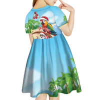Personalized Hawaii Santa Parrot Christmas Kid Short Sleeve Dress Summer Vibe LT01 - Polynesian Pride