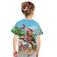 Personalized Hawaii Santa Parrot Christmas Kid T Shirt Summer Vibe LT01 - Polynesian Pride
