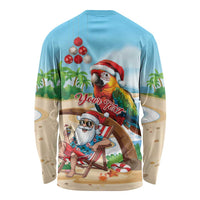 Personalized Hawaii Santa Parrot Christmas Long Sleeve Shirt Summer Vibe - Polynesian Pride
