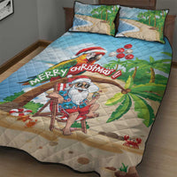 Hawaii Santa Parrot Christmas Quilt Bed Set Summer Vibe - Polynesian Pride