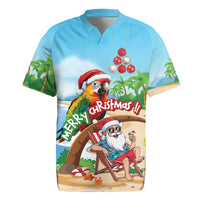 Personalized Hawaii Santa Parrot Christmas Rugby Jersey Summer Vibe LT01 Blue - Polynesian Pride