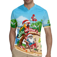 Personalized Hawaii Santa Parrot Christmas Rugby Jersey Summer Vibe LT01 - Polynesian Pride