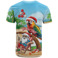 Personalized Hawaii Santa Parrot Christmas T Shirt Summer Vibe LT01 - Polynesian Pride