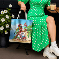 Hawaii Santa Parrot Christmas Tote Bag Summer Vibe - Polynesian Pride