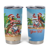 Personalized Hawaii Santa Parrot Christmas Tumbler Cup Summer Vibe - Polynesian Pride
