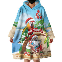 Personalized Hawaii Santa Parrot Christmas Wearable Blanket Hoodie Summer Vibe - Polynesian Pride
