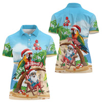 Personalized Hawaii Santa Parrot Christmas Women Polo Shirt Summer Vibe LT01 - Polynesian Pride