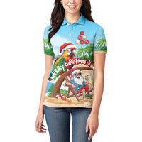 Personalized Hawaii Santa Parrot Christmas Women Polo Shirt Summer Vibe LT01 - Polynesian Pride