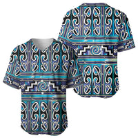 Maori Matariki Baseball Jersey Blue Galaxy Aesthetic Koru Art LT01 - Polynesian Pride