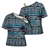 Maori Matariki Cross Shoulder Shirt Blue Galaxy Aesthetic Koru Art LT01 - Polynesian Pride