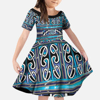 Maori Matariki Family Matching Long Sleeve Bodycon Dress and Hawaiian Shirt Blue Galaxy Aesthetic Koru Art