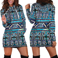 Maori Matariki Hoodie Dress Blue Galaxy Aesthetic Koru Art LT01 - Polynesian Pride