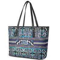 Maori Matariki Leather Tote Bag Blue Galaxy Aesthetic Koru Art LT01 - Polynesian Pride