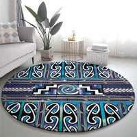 Maori Matariki Round Carpet Blue Galaxy Aesthetic Koru Art LT01 - Polynesian Pride