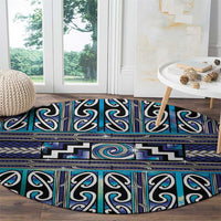 Maori Matariki Round Carpet Blue Galaxy Aesthetic Koru Art LT01 - Polynesian Pride