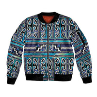Maori Matariki Sleeve Zip Bomber Jacket Blue Galaxy Aesthetic Koru Art LT01 Unisex Blue - Polynesian Pride