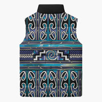 Maori Matariki Sleeveless Puffer Jacket Blue Galaxy Aesthetic Koru Art LT01 - Polynesian Pride