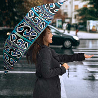 Maori Matariki Umbrella Blue Galaxy Aesthetic Koru Art LT01 - Polynesian Pride