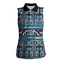 Maori Matariki Women Sleeveless Polo Shirt Blue Galaxy Aesthetic Koru Art LT01 Female Blue - Polynesian Pride
