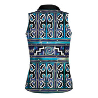 Maori Matariki Women Sleeveless Polo Shirt Blue Galaxy Aesthetic Koru Art LT01 - Polynesian Pride