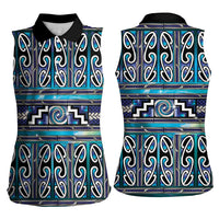 Maori Matariki Women Sleeveless Polo Shirt Blue Galaxy Aesthetic Koru Art LT01 - Polynesian Pride