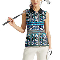 Maori Matariki Women Sleeveless Polo Shirt Blue Galaxy Aesthetic Koru Art LT01 - Polynesian Pride