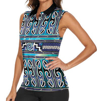 Maori Matariki Women Sleeveless Polo Shirt Blue Galaxy Aesthetic Koru Art LT01 - Polynesian Pride