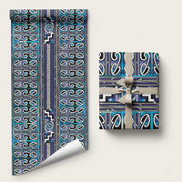 Maori Matariki Wrapping Paper Blue Galaxy Aesthetic Koru Art LT01 58" × 23" Blue - Polynesian Pride