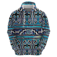 Maori Matariki Zip Hoodie Blue Galaxy Aesthetic Koru Art LT01 - Polynesian Pride