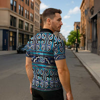 Maori Matariki Zipper Polo Shirt Blue Galaxy Aesthetic Koru Art LT01 - Polynesian Pride