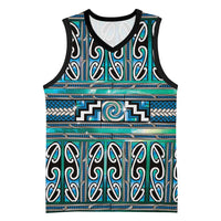 Maori Matariki Basketball Jersey Green Galaxy Aesthetic Koru Art LT01 Unisex Green - Polynesian Pride
