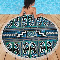 Maori Matariki Beach Blanket Green Galaxy Aesthetic Koru Art LT01 - Polynesian Pride