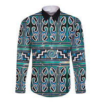 Maori Matariki Long Sleeve Button Shirt Green Galaxy Aesthetic Koru Art LT01 Unisex Green - Polynesian Pride