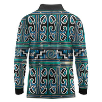 Maori Matariki Long Sleeve Polo Shirt Green Galaxy Aesthetic Koru Art LT01 - Polynesian Pride