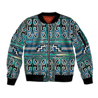 Maori Matariki Sleeve Zip Bomber Jacket Green Galaxy Aesthetic Koru Art LT01 Unisex Green - Polynesian Pride