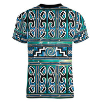 Maori Matariki Women V-Neck T-Shirt Green Galaxy Aesthetic Koru Art LT01 - Polynesian Pride