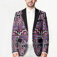 Maori Matariki Blazer Pink Galaxy Aesthetic Koru Art LT01 - Polynesian Pride