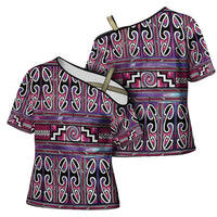 Maori Matariki Cross Shoulder Shirt Pink Galaxy Aesthetic Koru Art LT01 - Polynesian Pride
