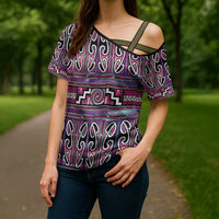 Maori Matariki Cross Shoulder Shirt Pink Galaxy Aesthetic Koru Art LT01 - Polynesian Pride