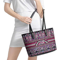 Maori Matariki Leather Tote Bag Pink Galaxy Aesthetic Koru Art LT01 - Polynesian Pride