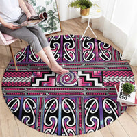 Maori Matariki Round Carpet Pink Galaxy Aesthetic Koru Art LT01 - Polynesian Pride