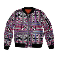 Maori Matariki Sleeve Zip Bomber Jacket Pink Galaxy Aesthetic Koru Art LT01 Unisex Pink - Polynesian Pride