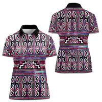Maori Matariki Women Polo Shirt Pink Galaxy Aesthetic Koru Art LT01 - Polynesian Pride