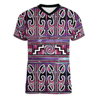 Maori Matariki Women V-Neck T-Shirt Pink Galaxy Aesthetic Koru Art LT01 Female Pink - Polynesian Pride