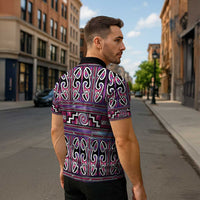Maori Matariki Zipper Polo Shirt Pink Galaxy Aesthetic Koru Art LT01 - Polynesian Pride