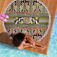Maori Matariki Beach Blanket Yellow Galaxy Aesthetic Koru Art LT01 - Polynesian Pride